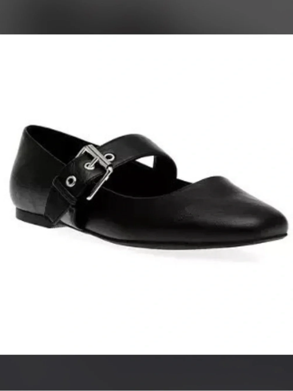 NWT Dolce Vita Patent Leather Mellie silver buckle flats black womens 9.5 - Picture 2 of 6